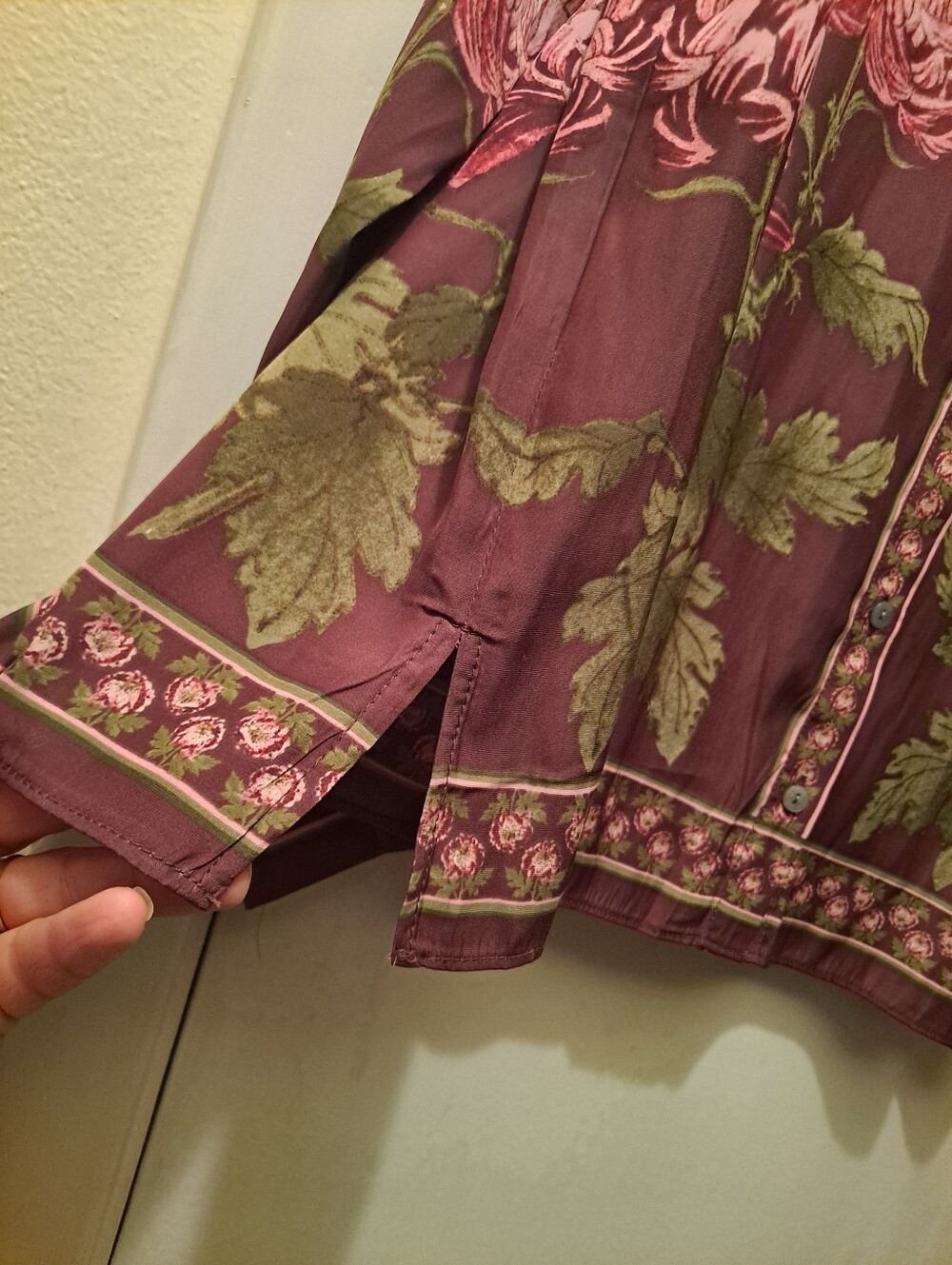 Rose & Olive button-down shirt vibrant pink and green Floral Pattern - Picture 8 of 16